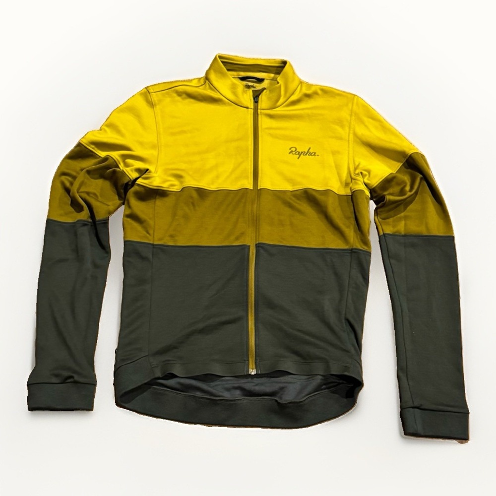 RAPHA LONG SLEEVE TRICOLOUR CLASSIC LONG SLEEVE CYCLING JERSEY Mens M Green